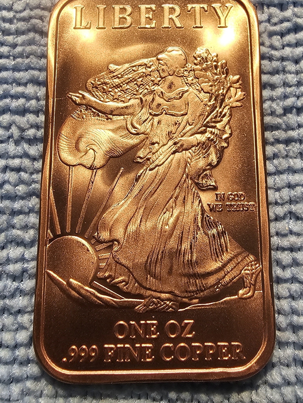 (2) Liberty One Oz .999 Fine Copper Bar - Bright Copper Finish
